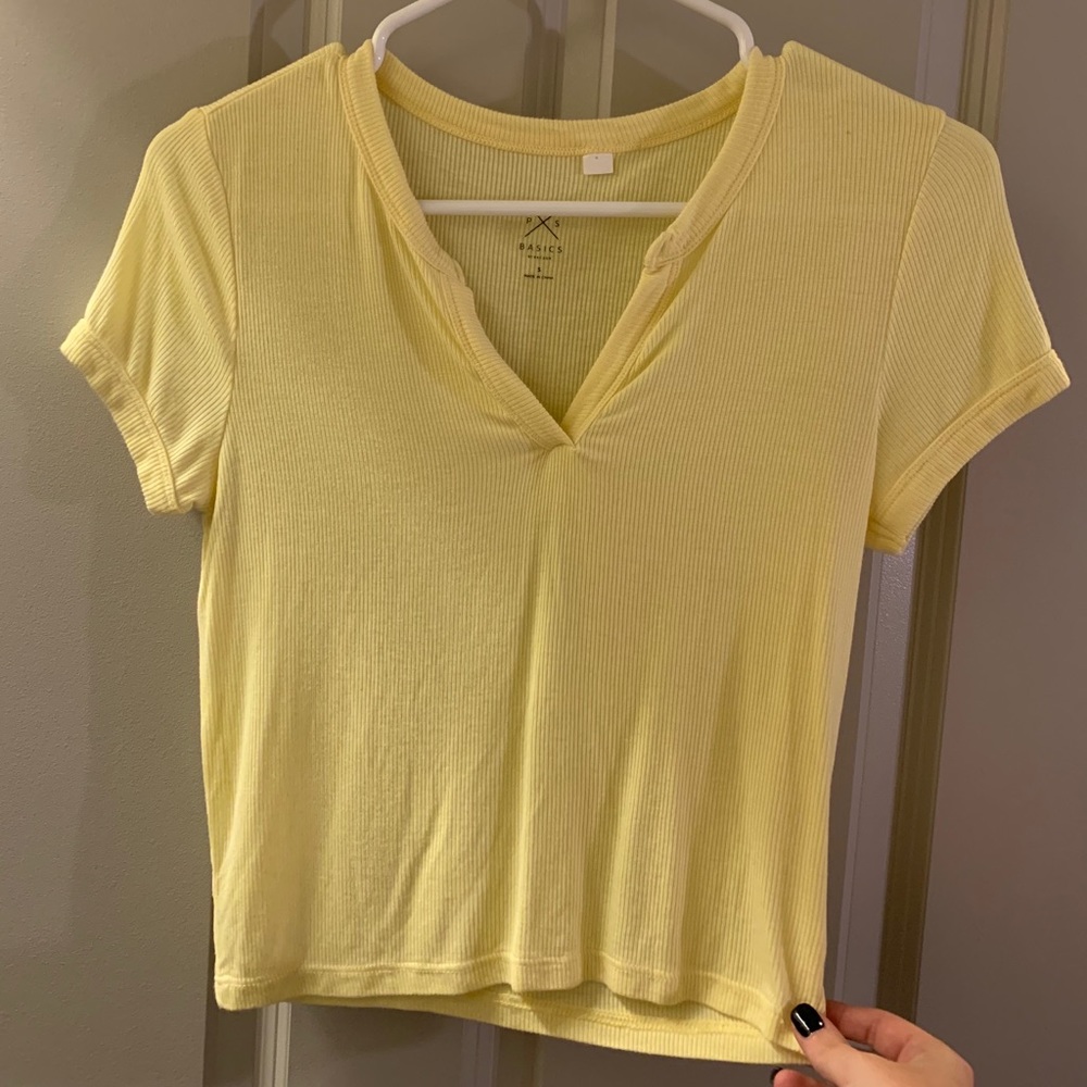 Yellow pacsun short sleeve crop top
